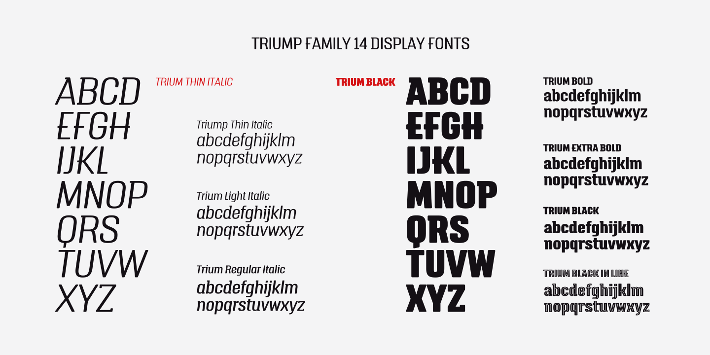 Przykład czcionki Triump Light Italic